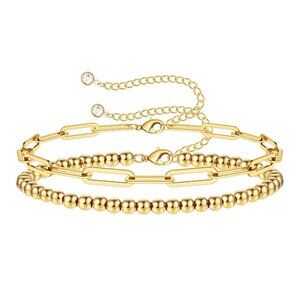 18K Gold Plated Stainless Steel Double Stack Pencil Bracelet